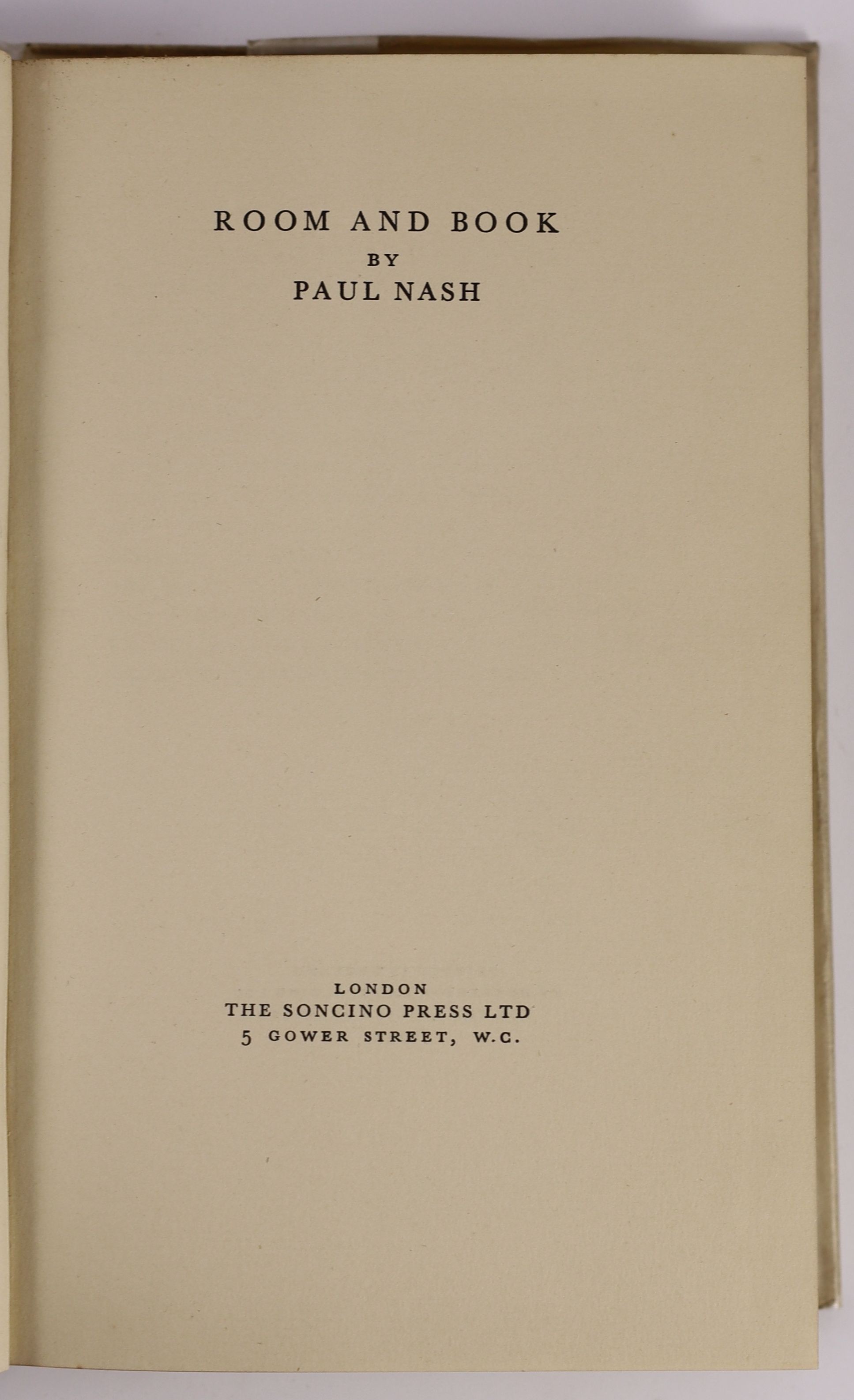 Nash, Paul - Room and Book. 1st edition. Complete with 18 illustrated plates plus numerous illustrations in the text, some of which are coloured or tipped-in. Publishers buckram with letters direct on spine. Original d/j